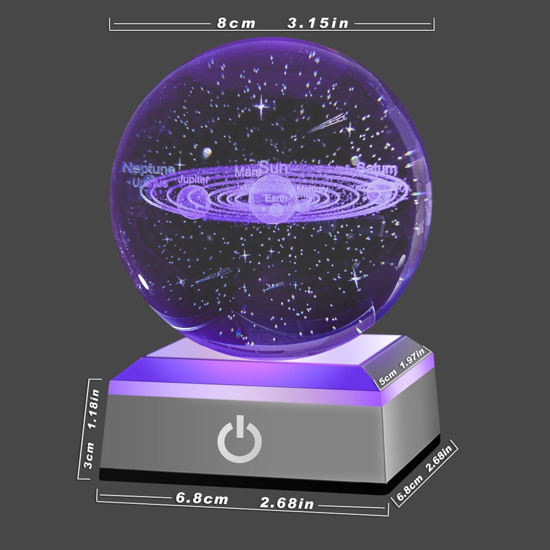 hochance 3D Solar System Crystal Ball Nightlight Multicolor Decolamp for Science Astronomy Space,for Boyfriends Husband Him,Presents for Fathers Kids Boys Birthday - Image 5